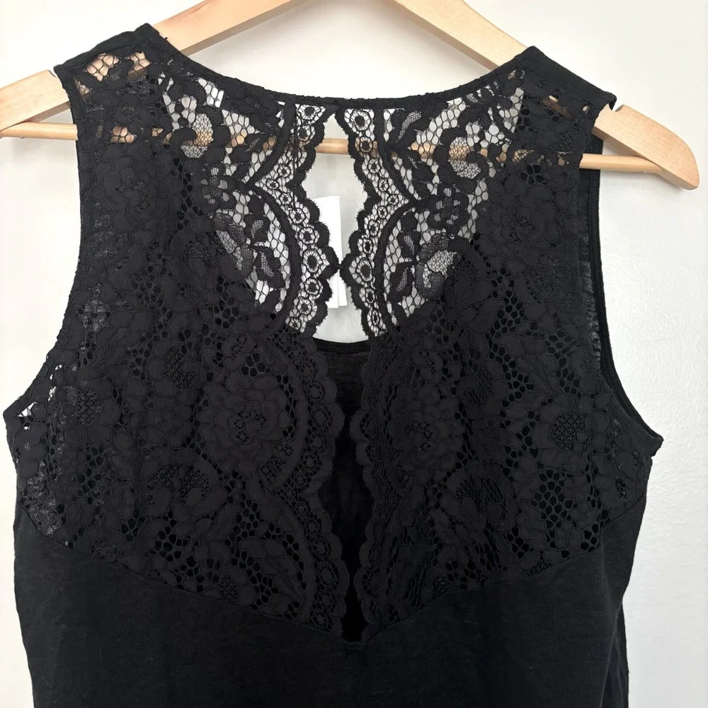 NWT Sandro Paris Black‎ Lace Tank Top Tango Noir Size Large - Picture 6 of 10